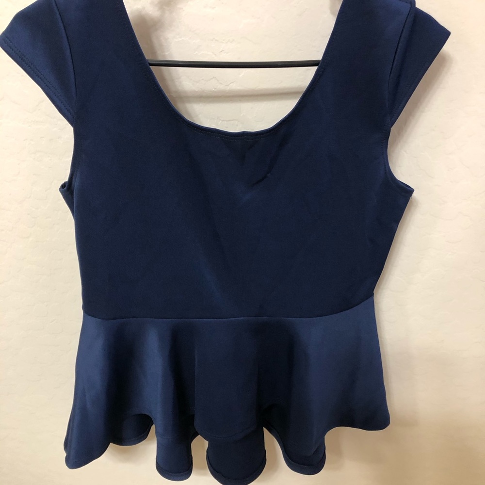 Navy Peplum Top